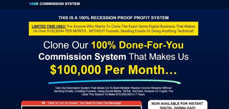 100K Commission System Webpage