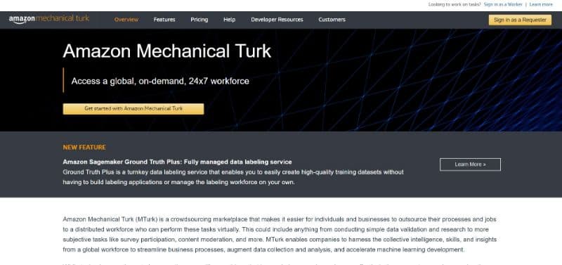 Amazon Mechanical Turk Webpage