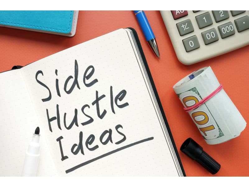 Side hustle ideas, cash, and calculator