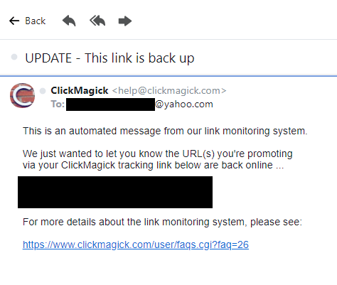 ClickMagick Automated Message
