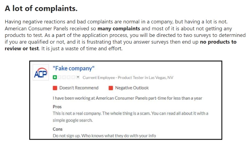 american consumer panels complaints
