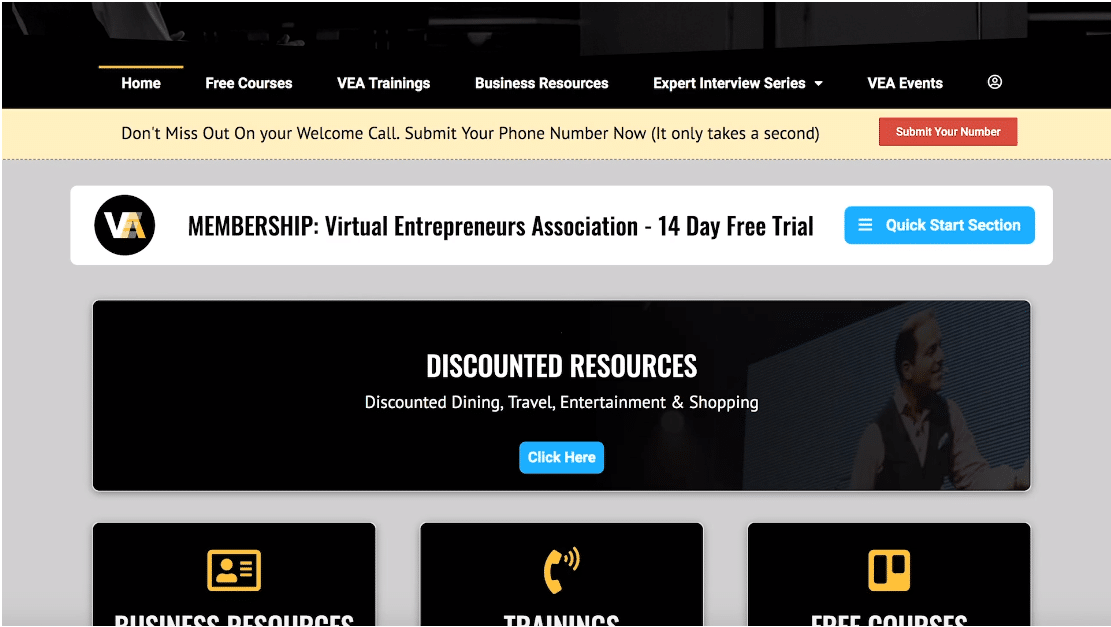 Virtual Entrepreneurs Association Dashboard