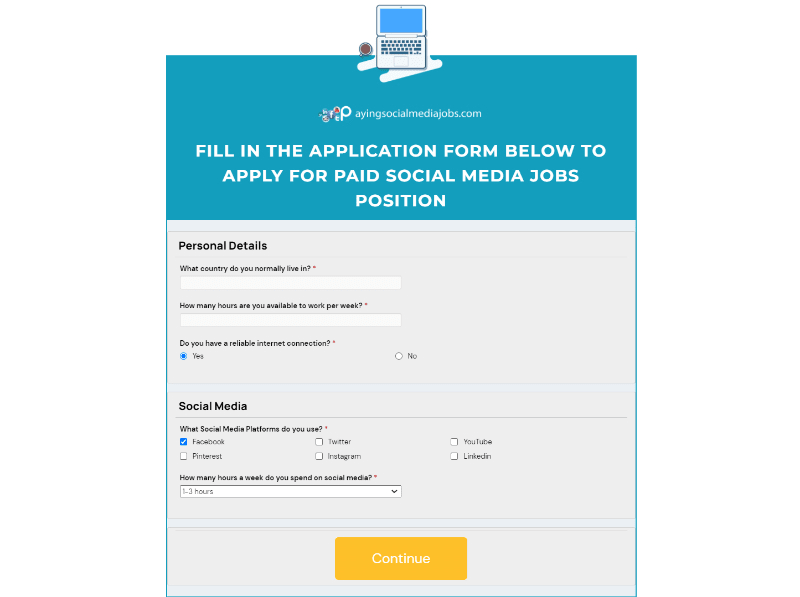 Paying Social Media Jobs Application Form