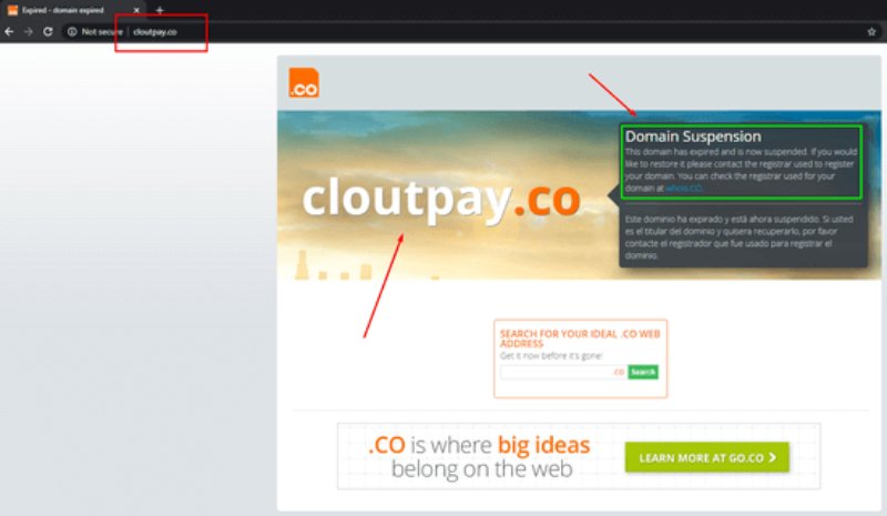 Clout Pay Expired Domain Screenshot