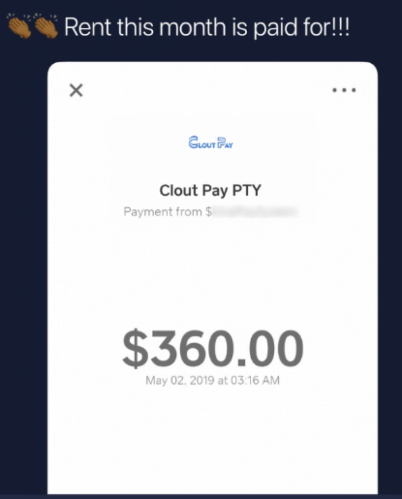 Clout Pay Fake Payment Screenshot