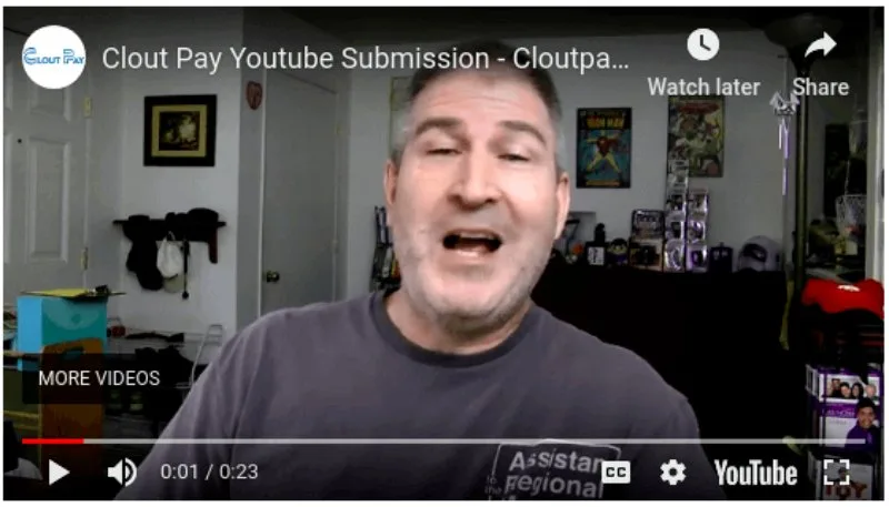 Clout Pay Fake Person Testimonial Video Screenshot