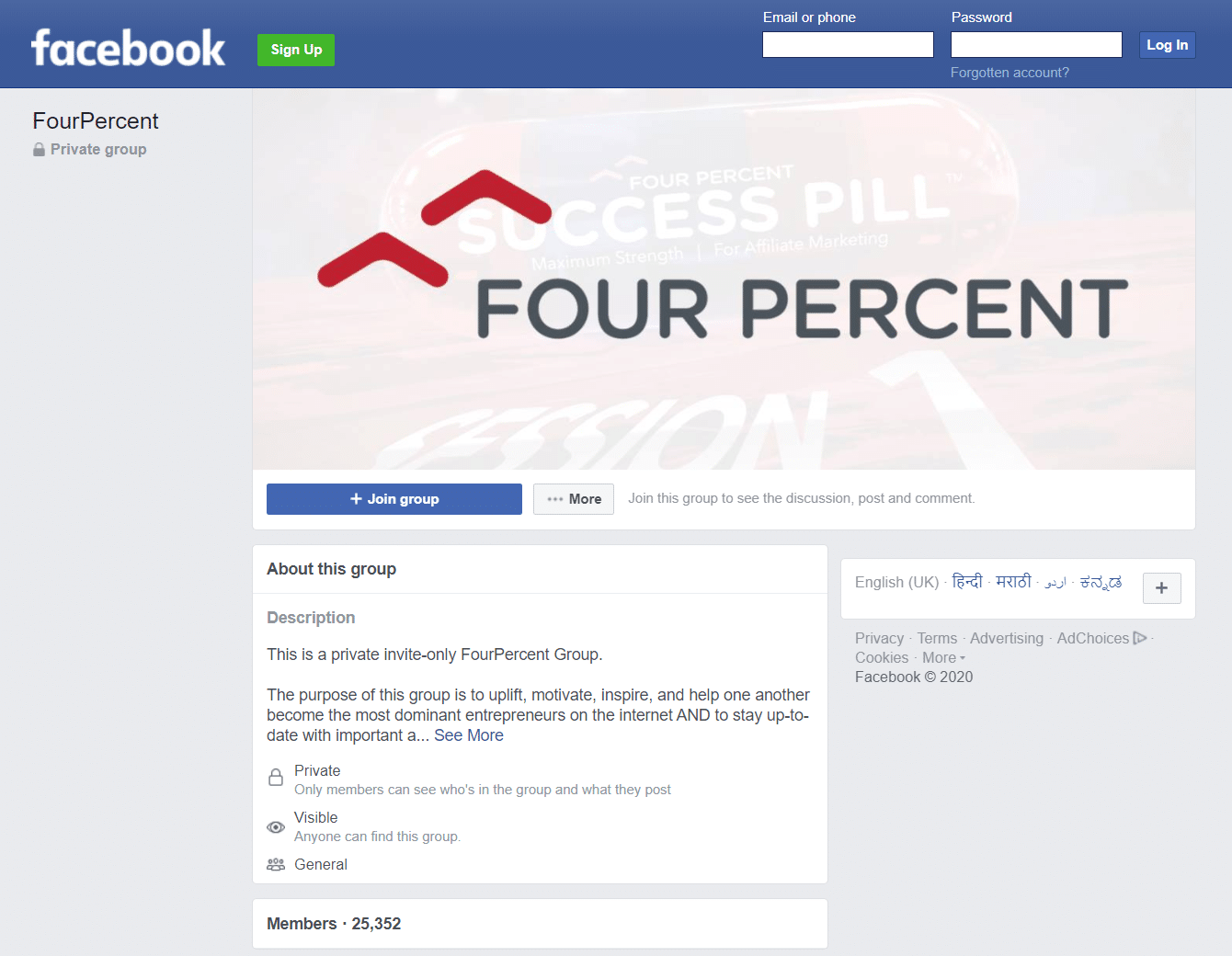 Four Percent Facebook Page