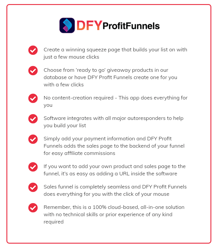 DFY Profit Funnels Highlights