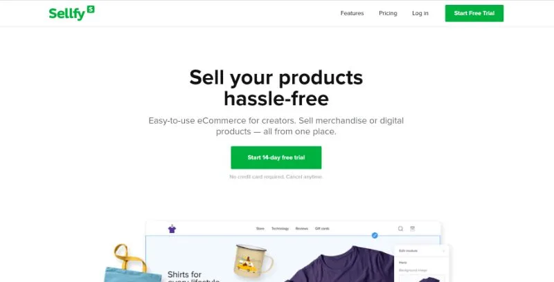 Sellfy Main Webpage