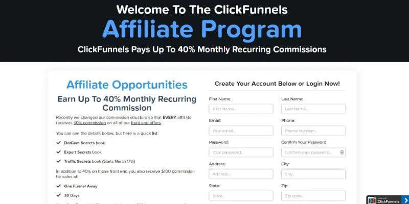 ClickFunnels Affiliate Program Webpage Banner