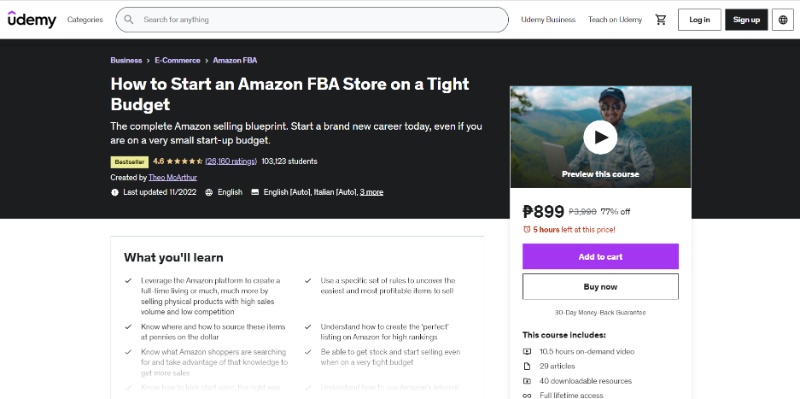 How To Start An Amazon Fba Store On A Tight Budget (Udemy)