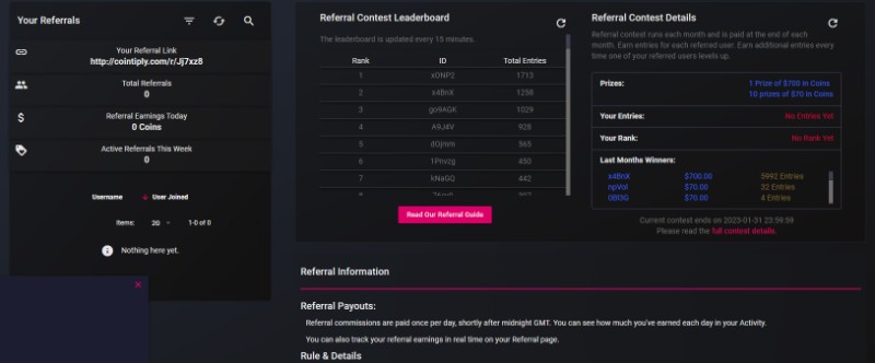 Cointiply Referral Page