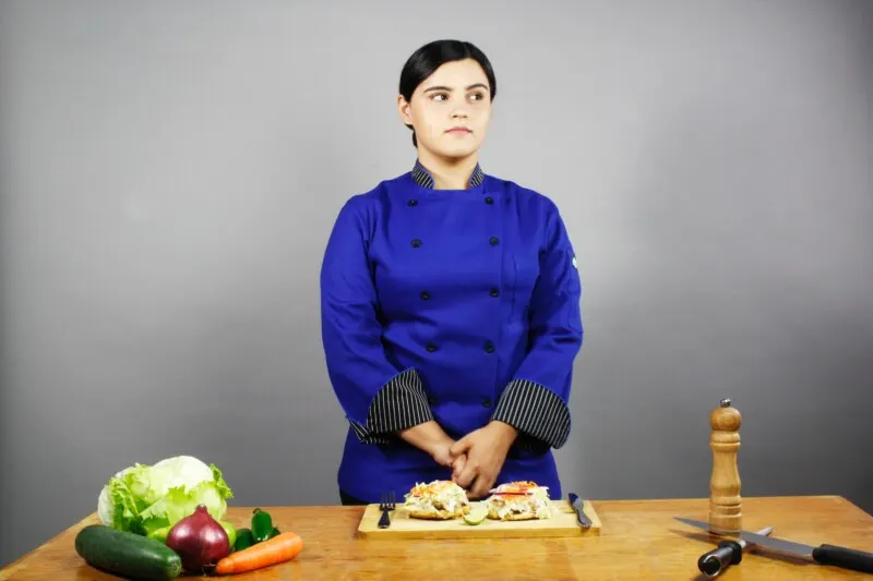 Woman wearing a chef uniform
