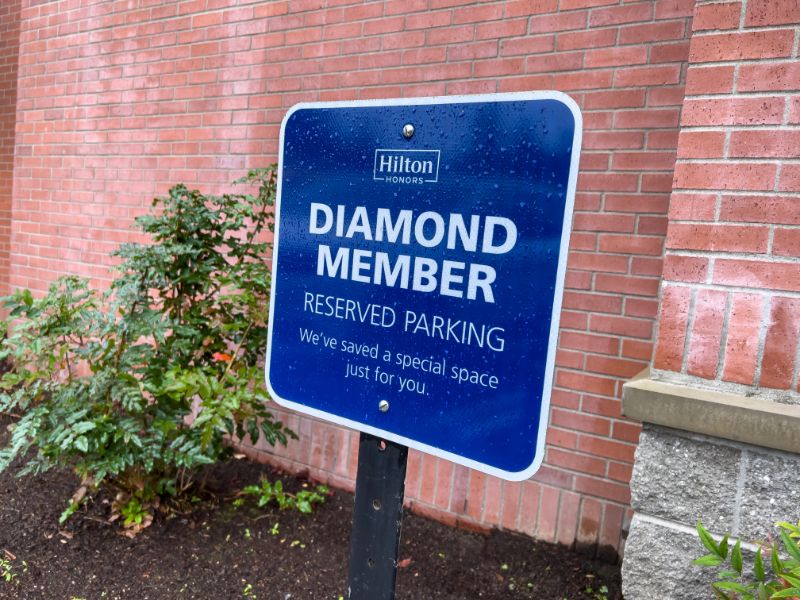 Diamond Member Reserved Parking at a Hilton hotel