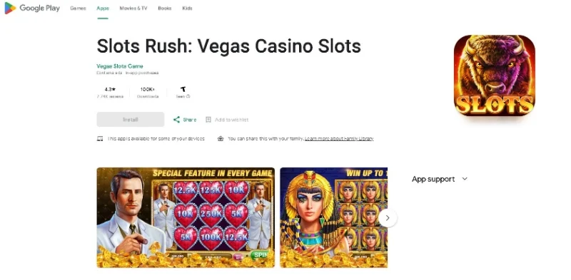 Slots Rush App in Google Play