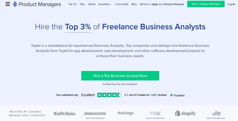 Toptal  Business Analysts Hiring Page