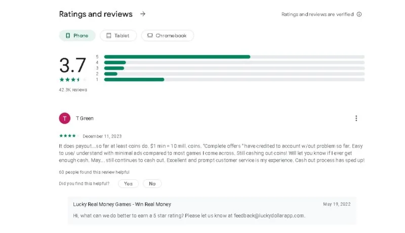 Lucky Dollar Google Pay User Ratings And Reviews