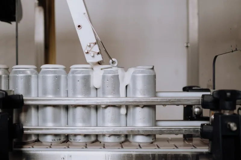 Aluminum Cans in the Production Line
