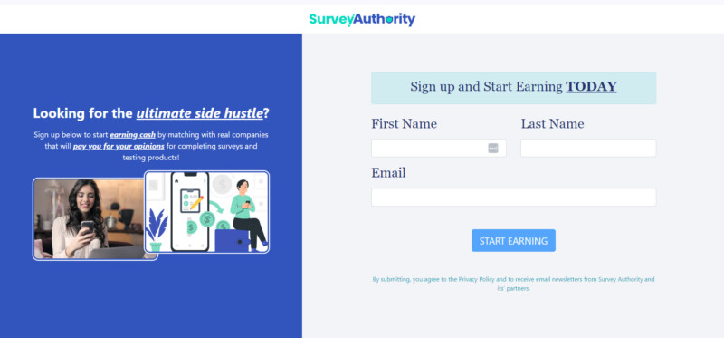 Survey Authority homepage 